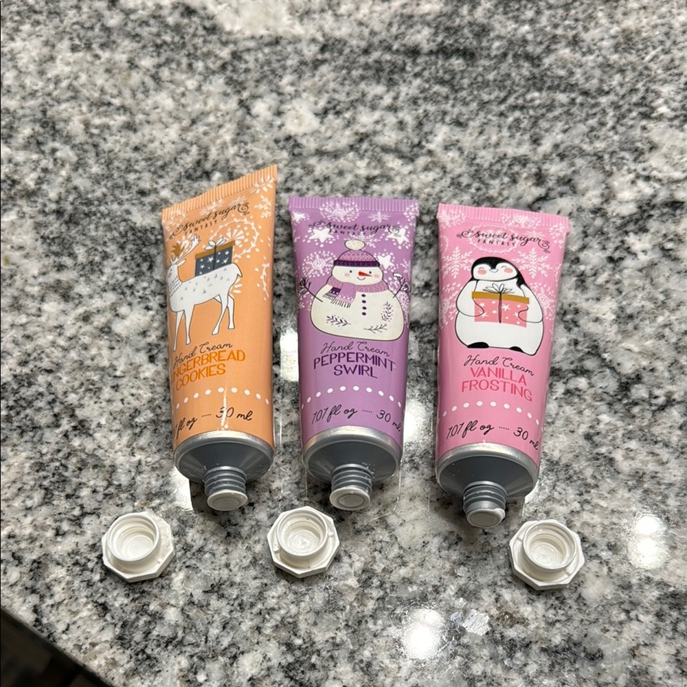 Sweet sugar fantasy Holiday Hand Cream Trio - Orange, Purple, Pink